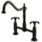 Kingston Brass KS1175TX French Country Bridge Kitchen Faucet, Oil Rubbed Bronze KS1175TX - alternate 1